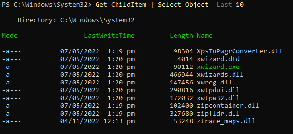 Selecting the last 10 objects returned