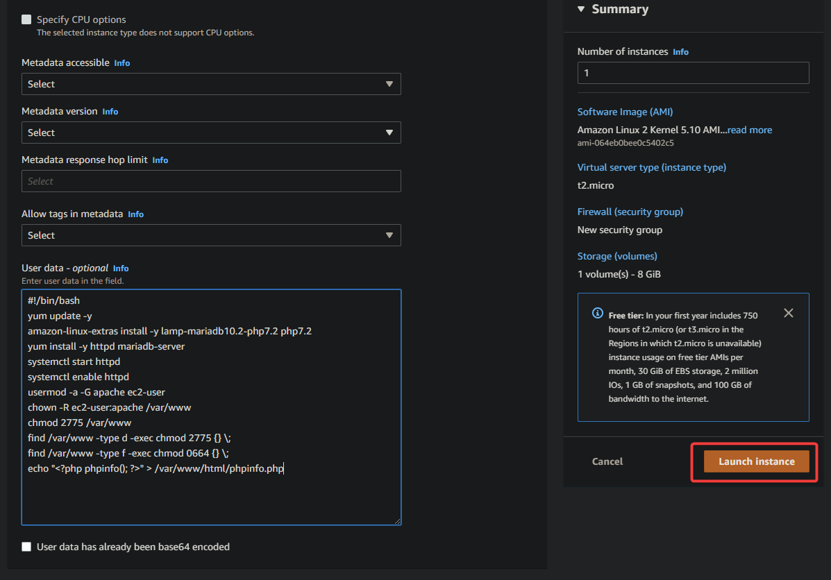 Launching the EC2 instance