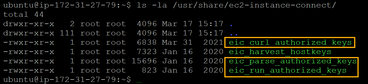 Listing all contents of the /usr/share/ec2-instance-connect/ directory