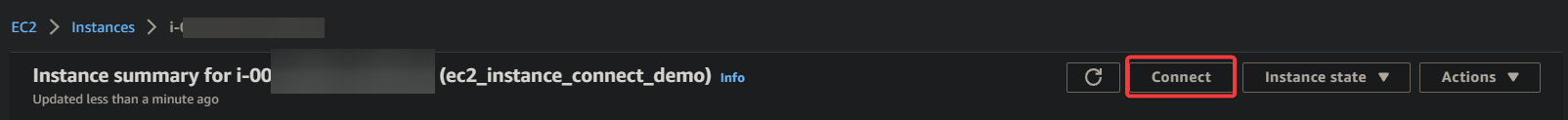 Connecting to the EC2 instance