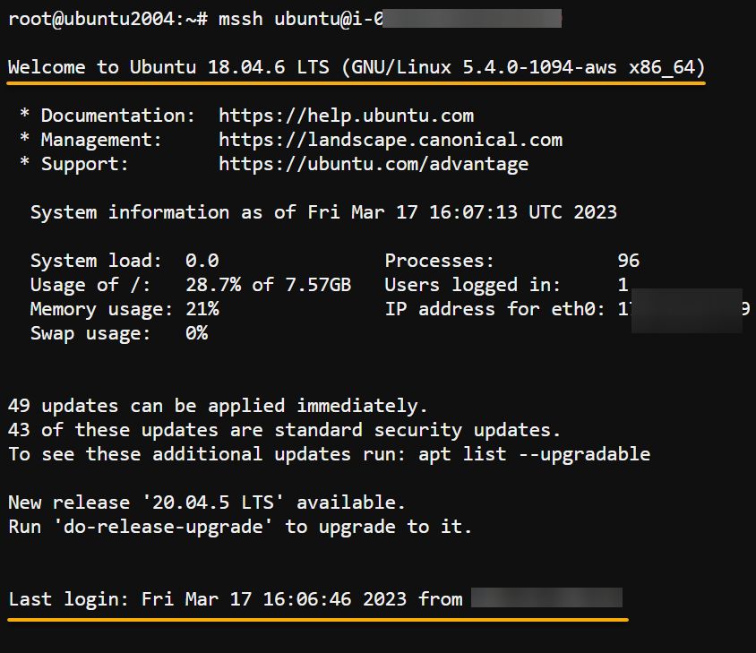 Connecting to the EC2 instance via the EC2 Instance Connect CLI