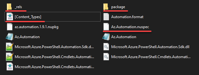 Deleting unnecessary contents from the extracted NuGet package folder
