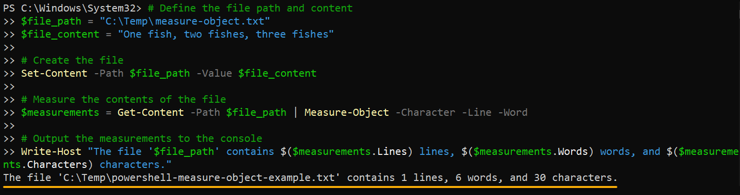 Measuring text file contents