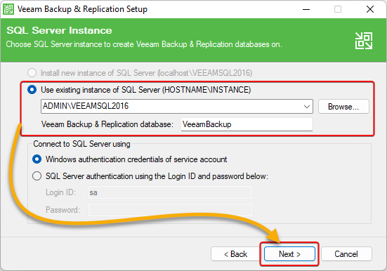 Installing the new instance of Microsoft SQL Server