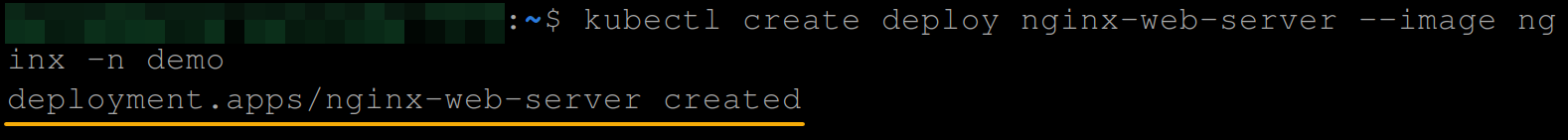 Creating an NGINX deployment to the demo namespace