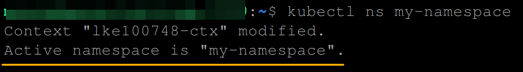 Switching to another namespace (my-namespace)