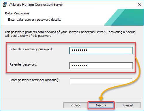 Setting a data recovery password