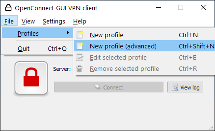 Creating a new VPN profile