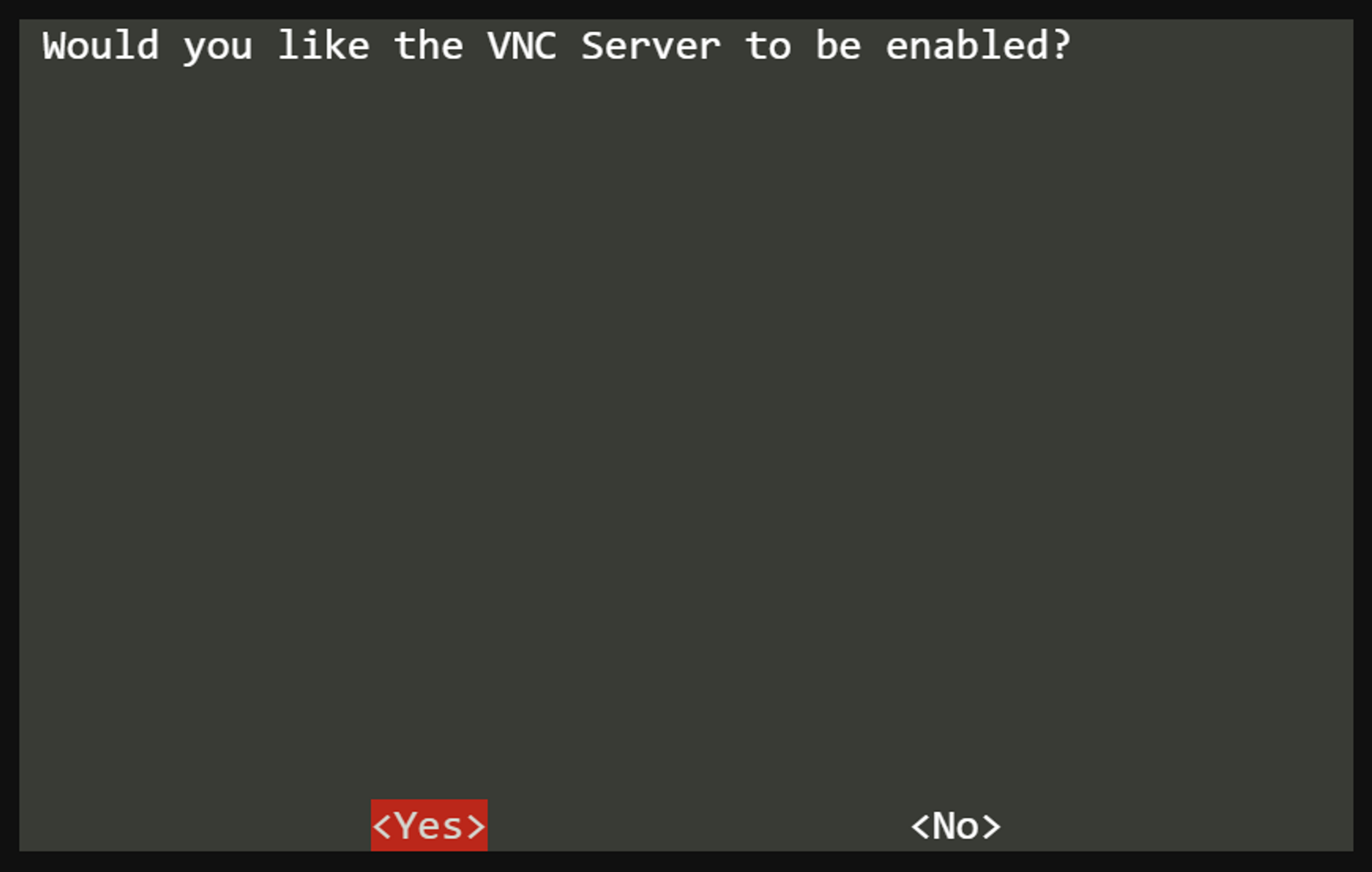 Confirming enabling the VNC Server