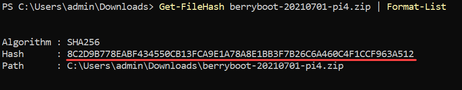 Generating a unique hash value for BerryBoot’s ZIP file 