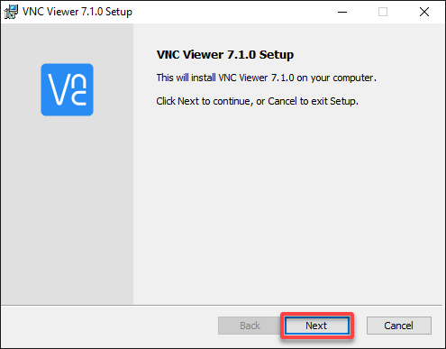 Continuing with the VNC Viewer installation