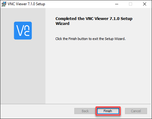 Finishing the VNC Viewer installation