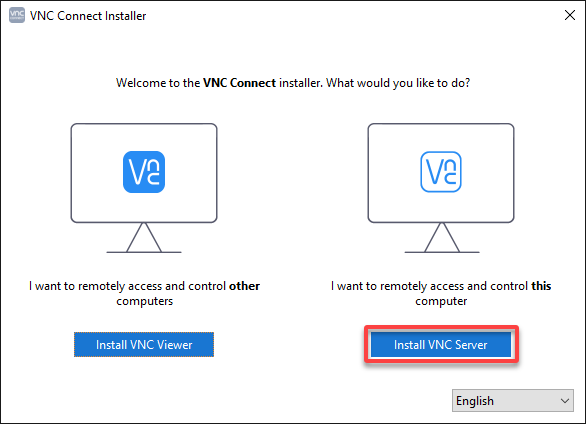 Choosing to install the VNC Server
