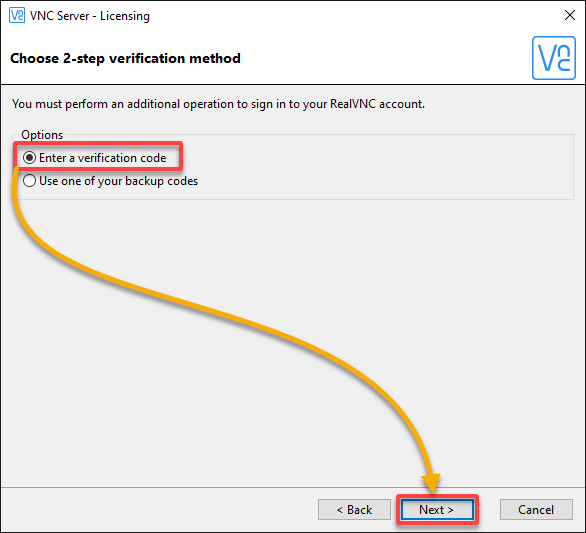 Choosing a two-step authentication method