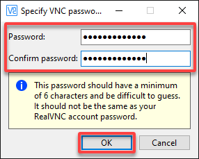 Setting a password for the VNC Server