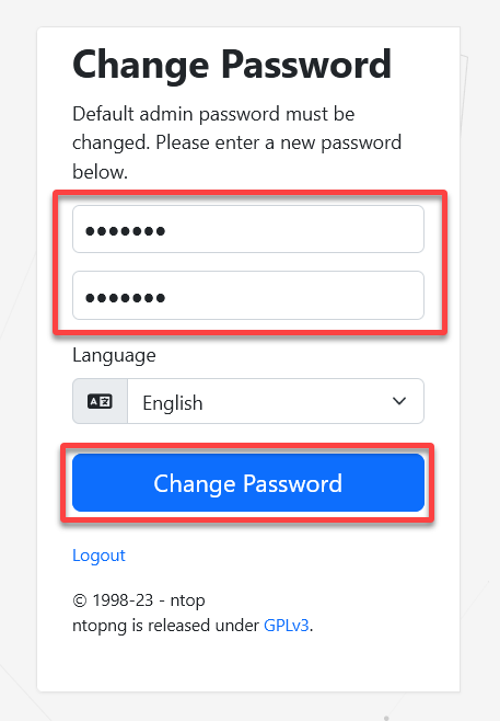 Changing default password