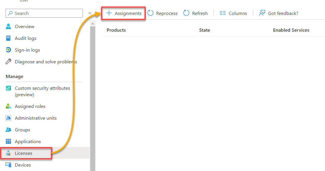 Accessing the list of available licenses