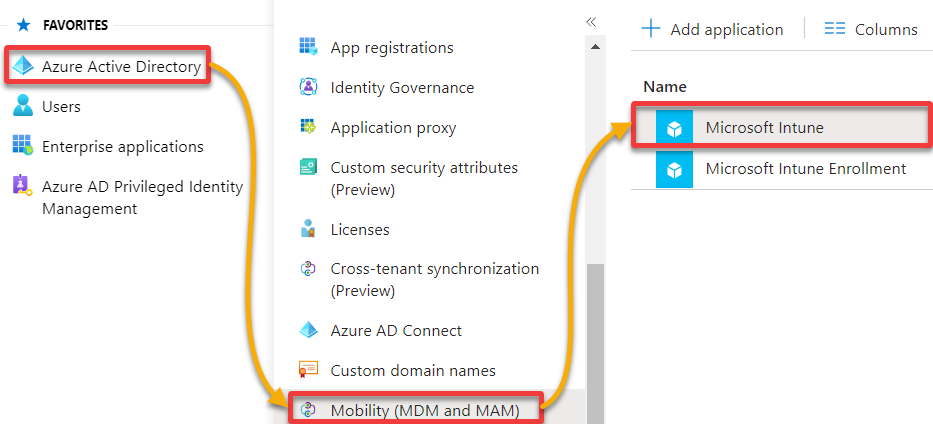 Accessing the Microsoft Intune enrollment setting page