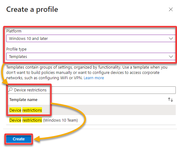 Configuring a new device profile