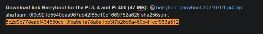 berryboot - Comparing BerryBoot’s ZIP file hash value