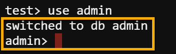 Switching to the admin database