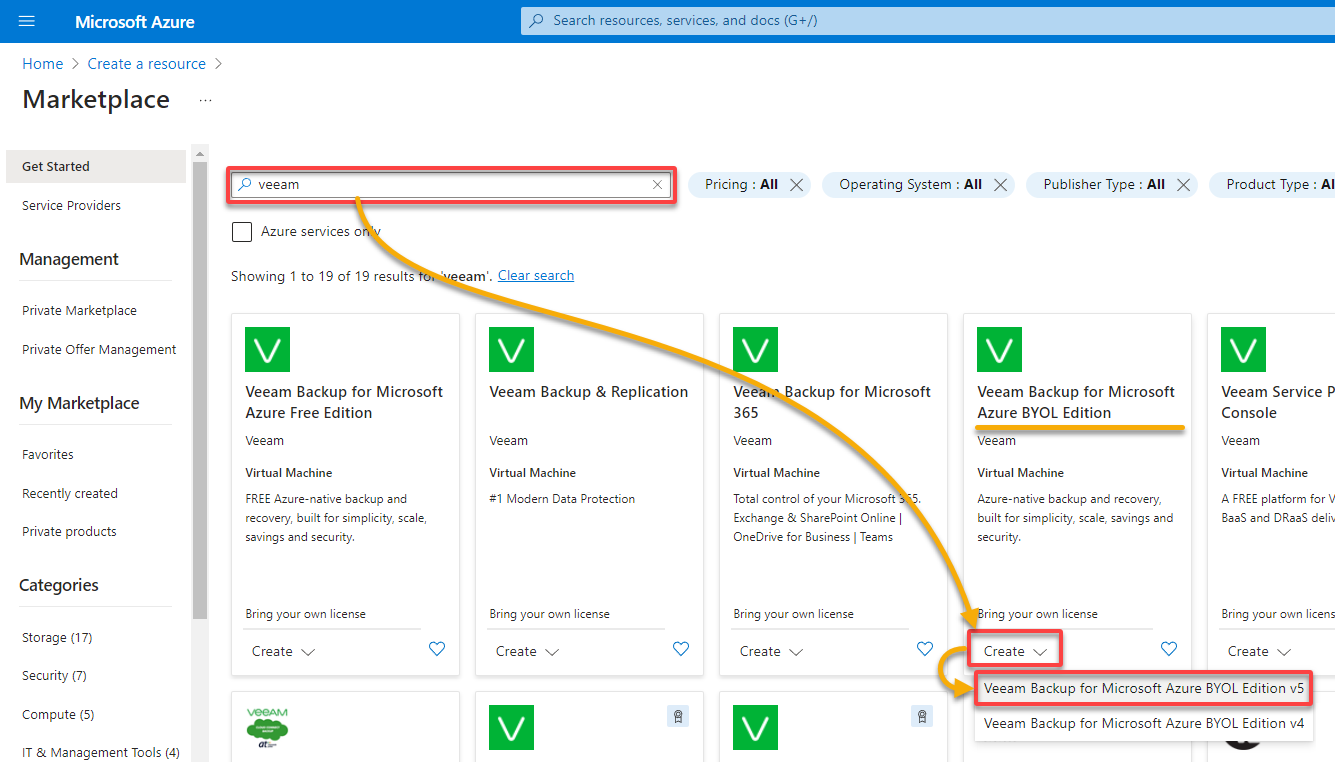 Accessing the Azure marketplace