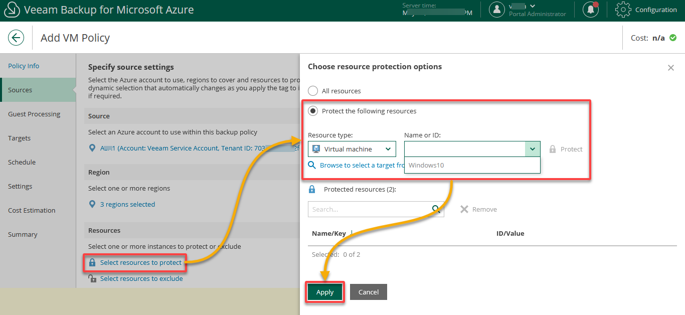 Selecting the resources to protect