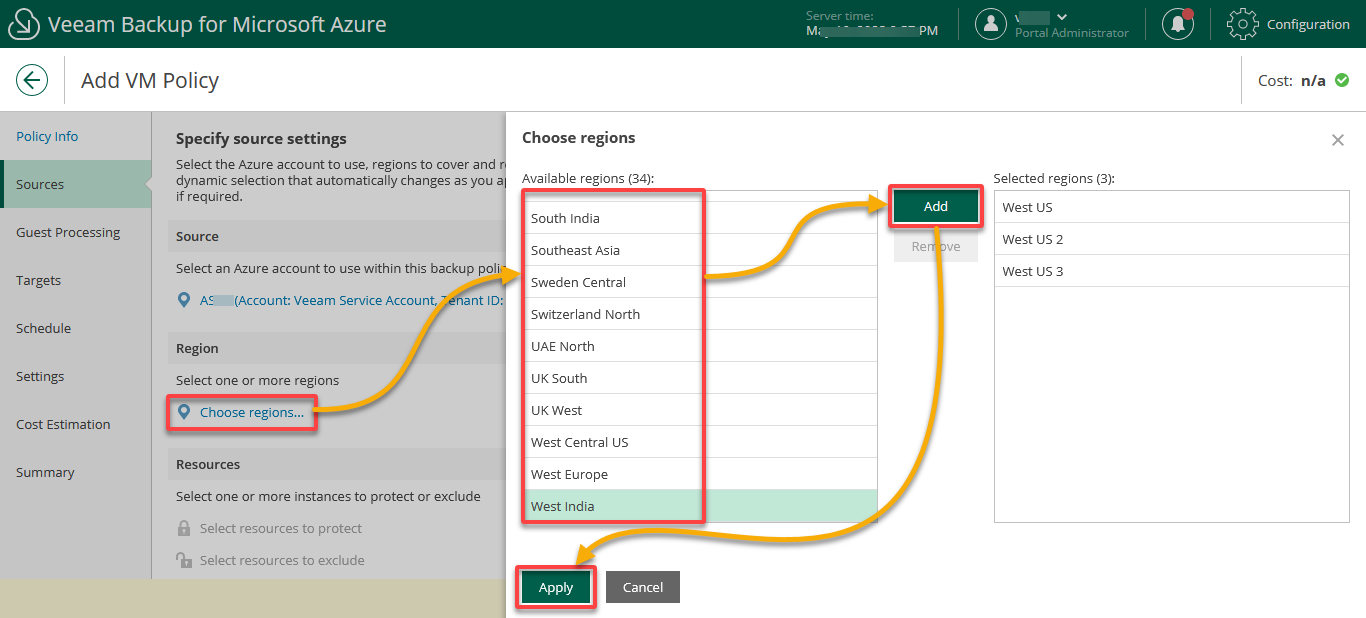 Choosing the Azure backup regions