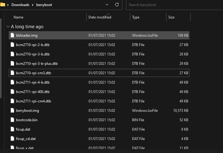 Copying all extracted files into the SD card’s or SSD’s root folder