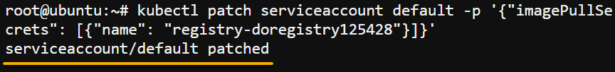 Adding DigitalOcean registry credentials to the Kubernetes default service account