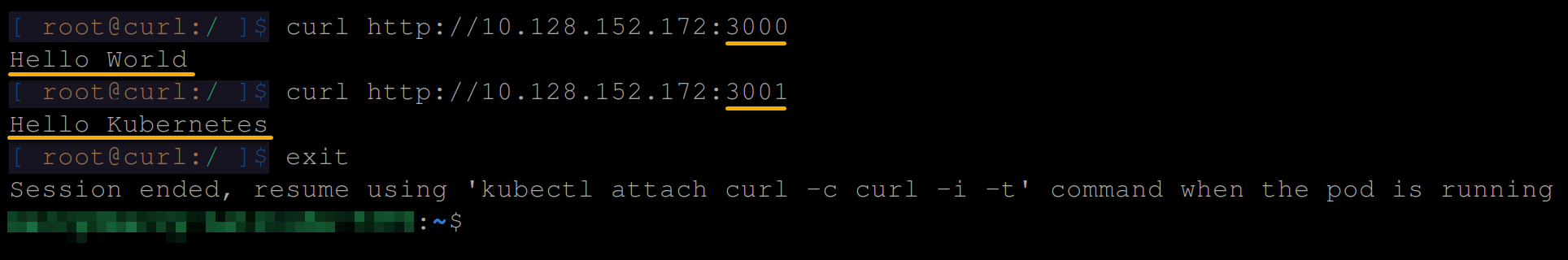 Viewing the contents of ports 3000 and 3001