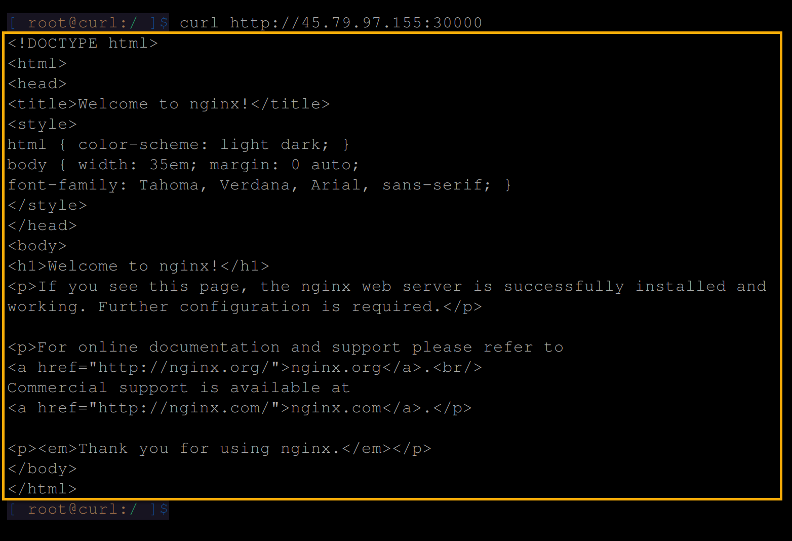 Accessing the node port service type from within the cluster