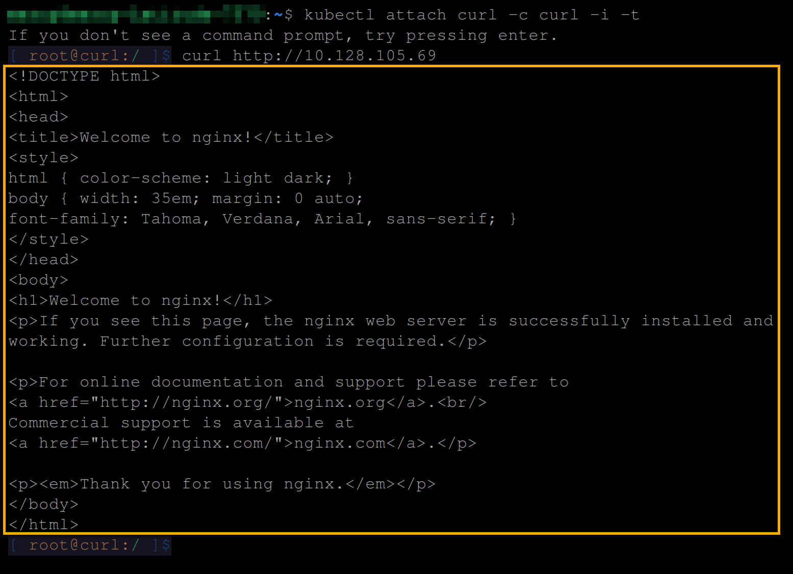 Accessing the load balancer service type from within the cluster