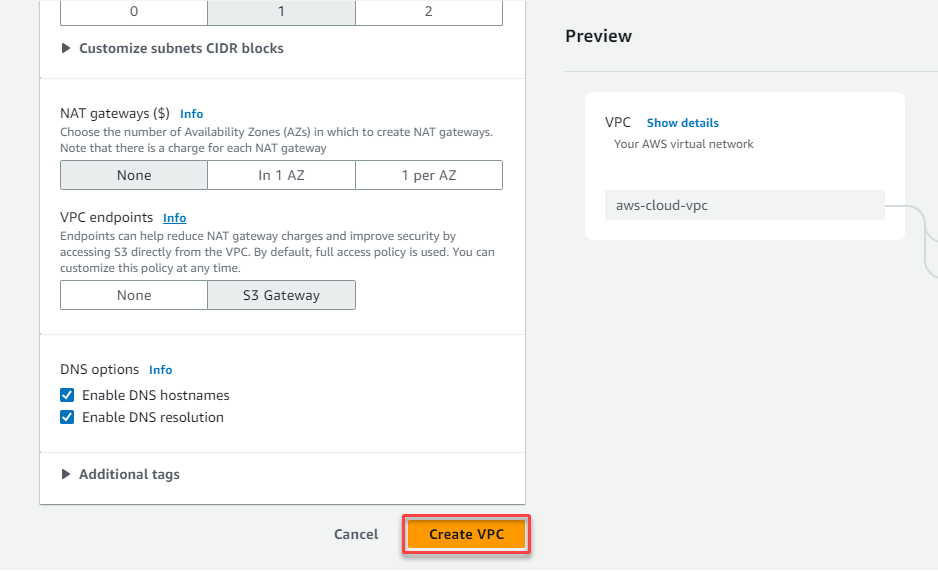 Creating the new VPC