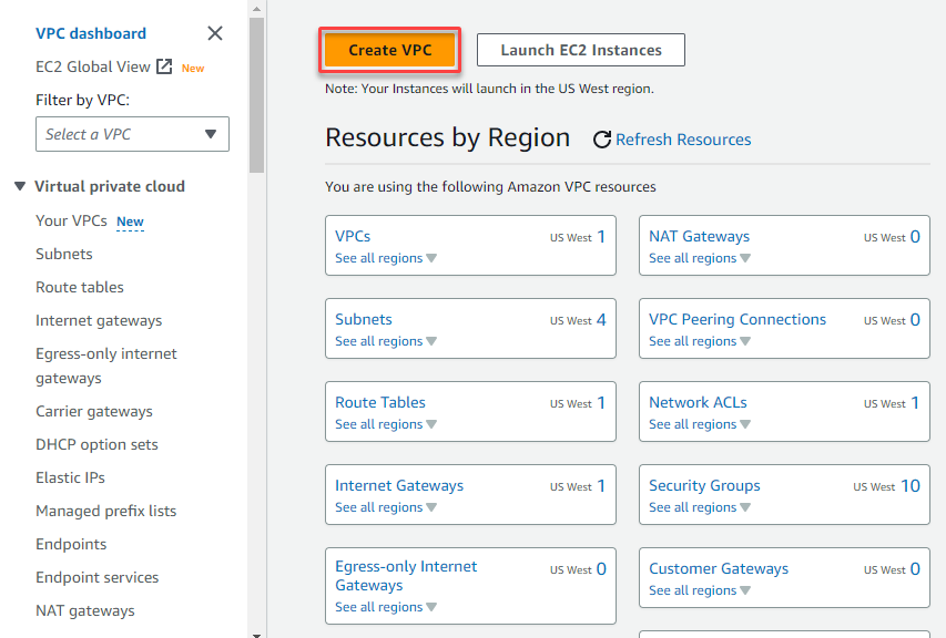 Initiating creating a new VPC