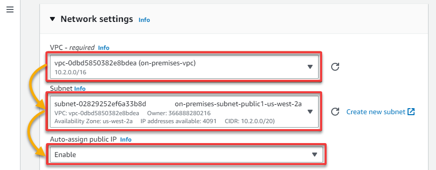 Configuring on-premises EC2 network settings