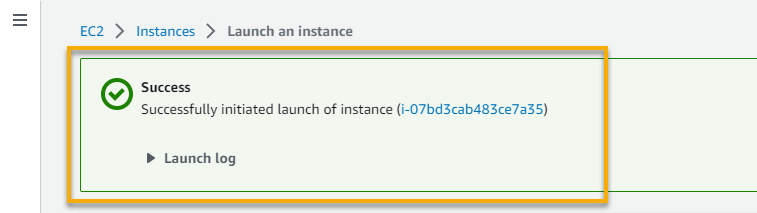 Confirming the successful EC2 instance creation