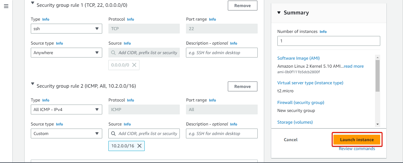 Launching the new EC2 instance 