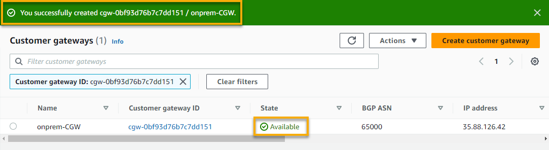  Verifying the newly-created CGW