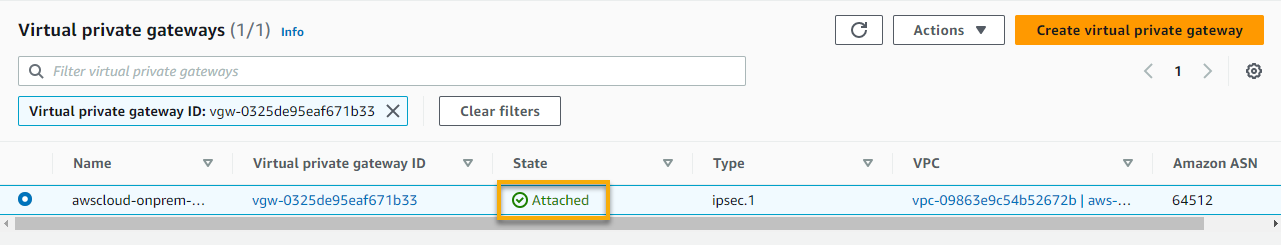 Verifying the VPG has been attached