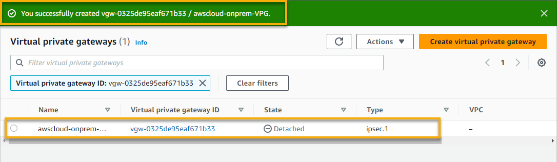 Verifying the newly-created VPG