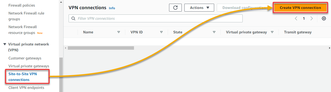 Initiating creating a new VPN connection