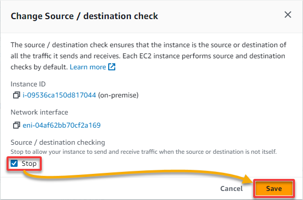 Stopping the source/destination checking