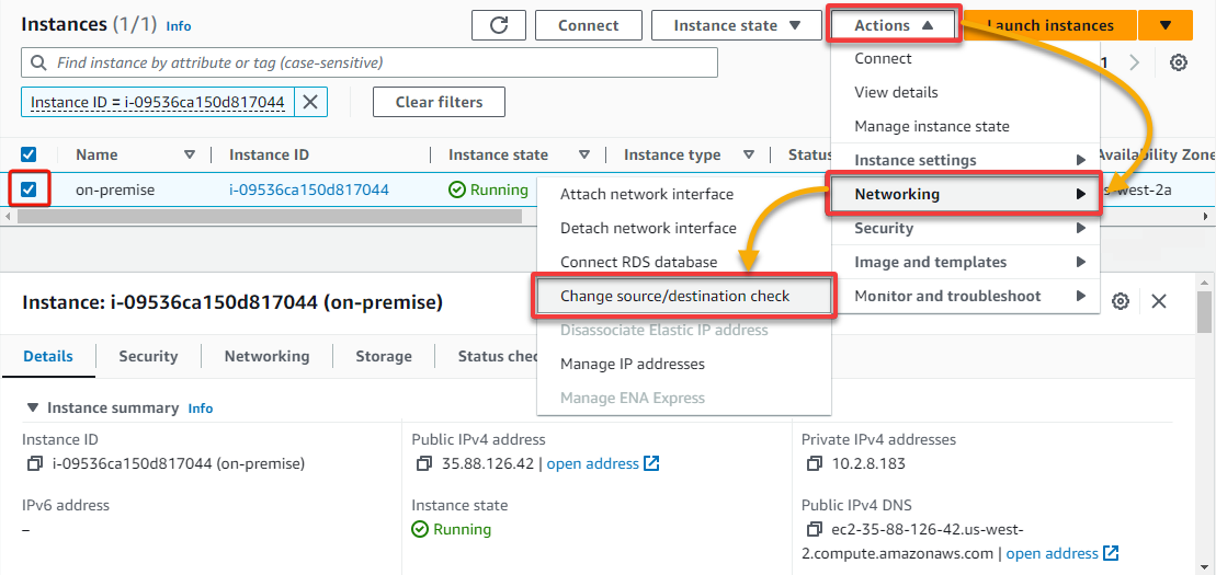 Accessing the source/destination checking