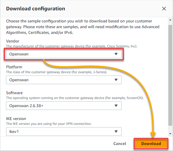 Downloading the VPN configuration to the local computer