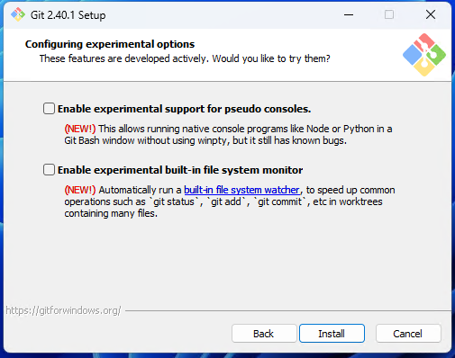 Git Bash Experimental Features