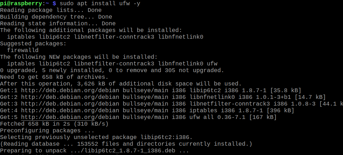 Installing UFW on the system
