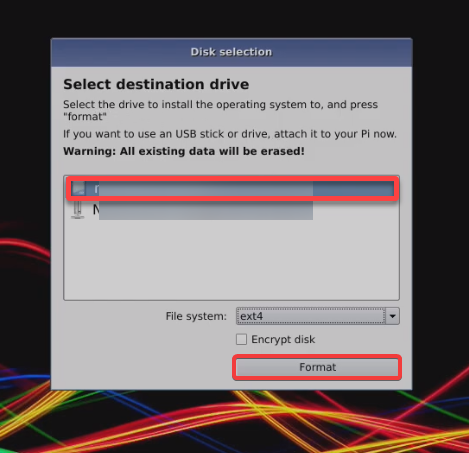 Selecting a disk or partition to install an OS