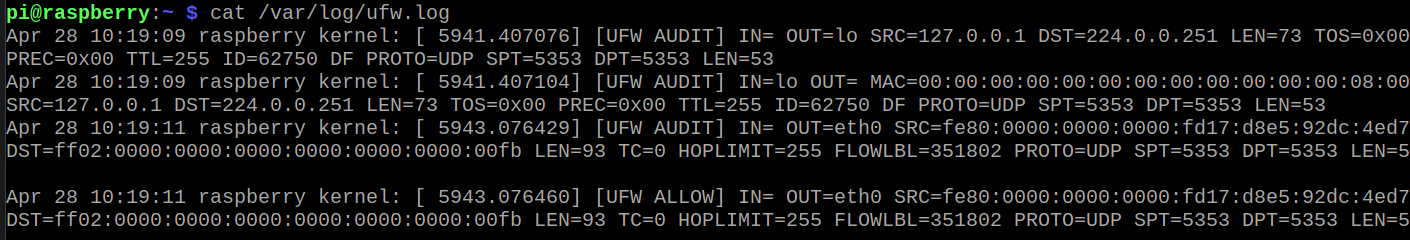 Viewing the UFW log file