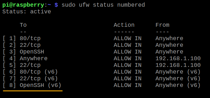 Viewing all existing UFW rules